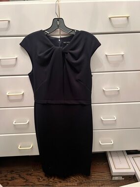 Maggy London Navy Twist-Detail Midi Sheath Dress